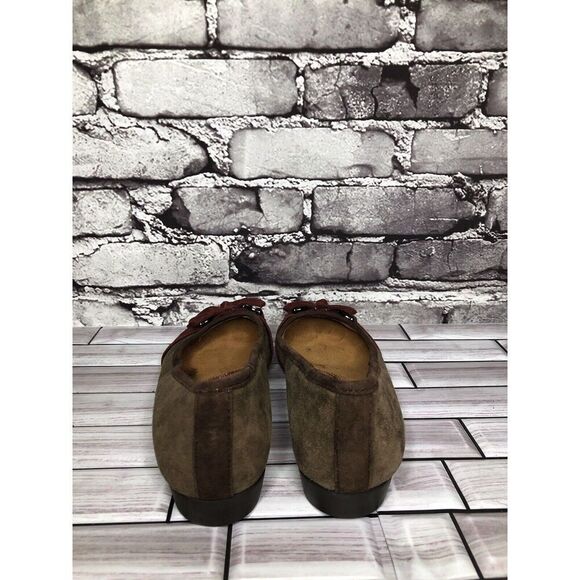 Sofft Brown Suede Leather Red Bow Low Heel Dress Pump Shoes Women Sz 7M US/38EU - Picture 4 of 10